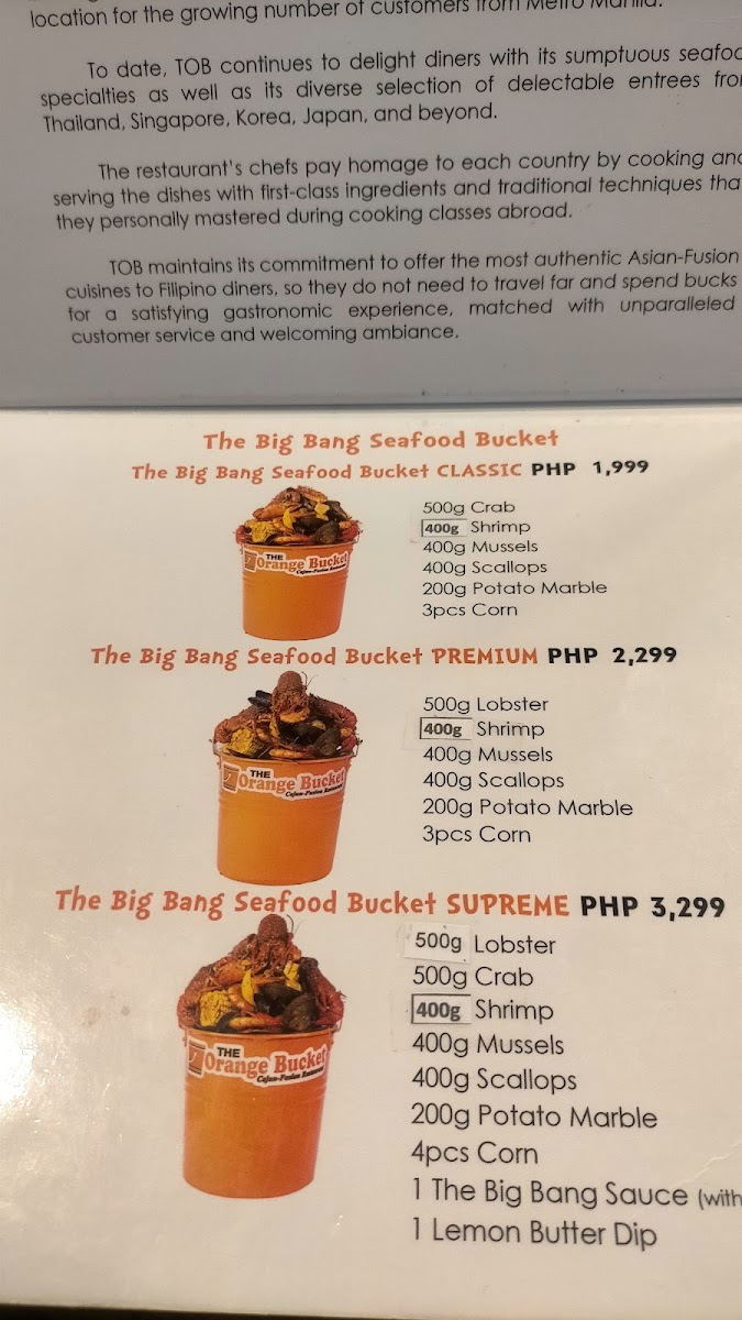 Menu The Orange Bucket, Cajun-Fusion Restaurant-2